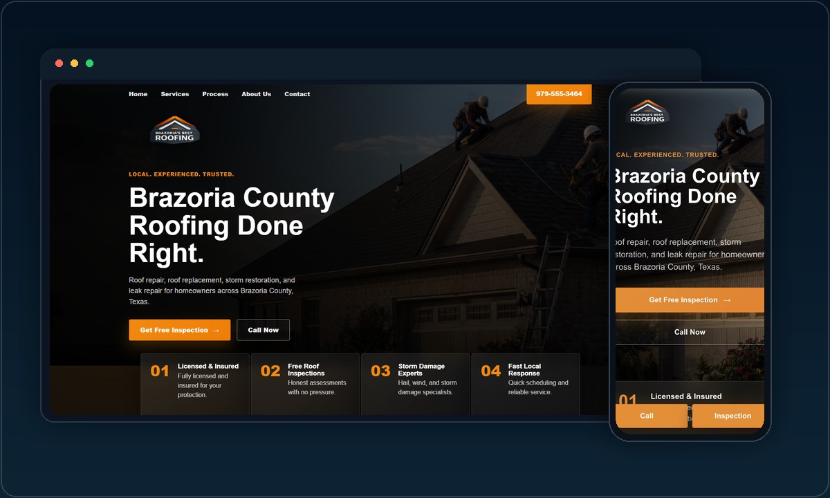 Brazoria's Best Roofing website preview