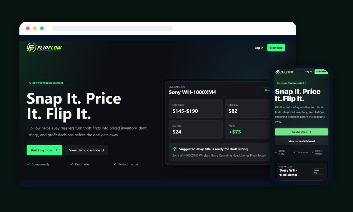 FlipFlow website preview