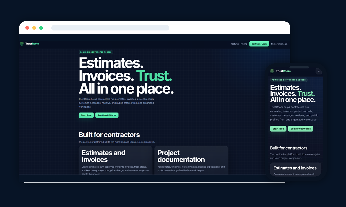 TrustRoom website preview